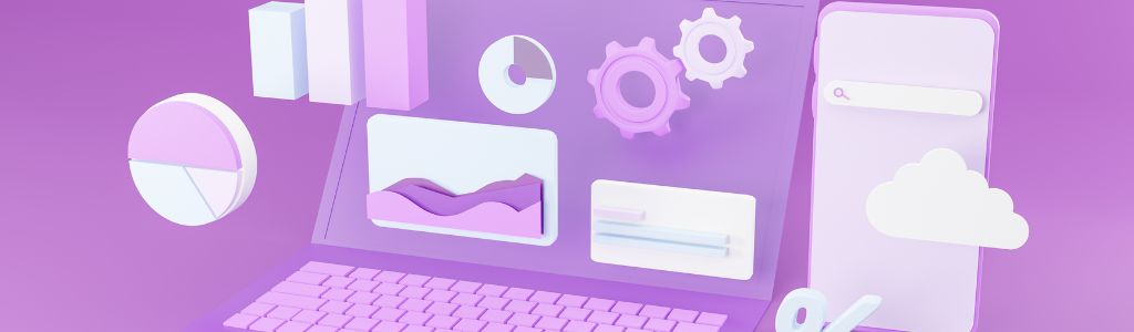 un ordinateur en motion design 3D